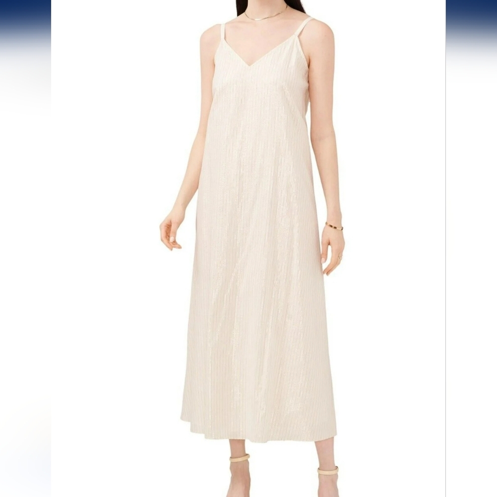 Vince Camuto Metallic Stripe Slip Midi Dress Size Small